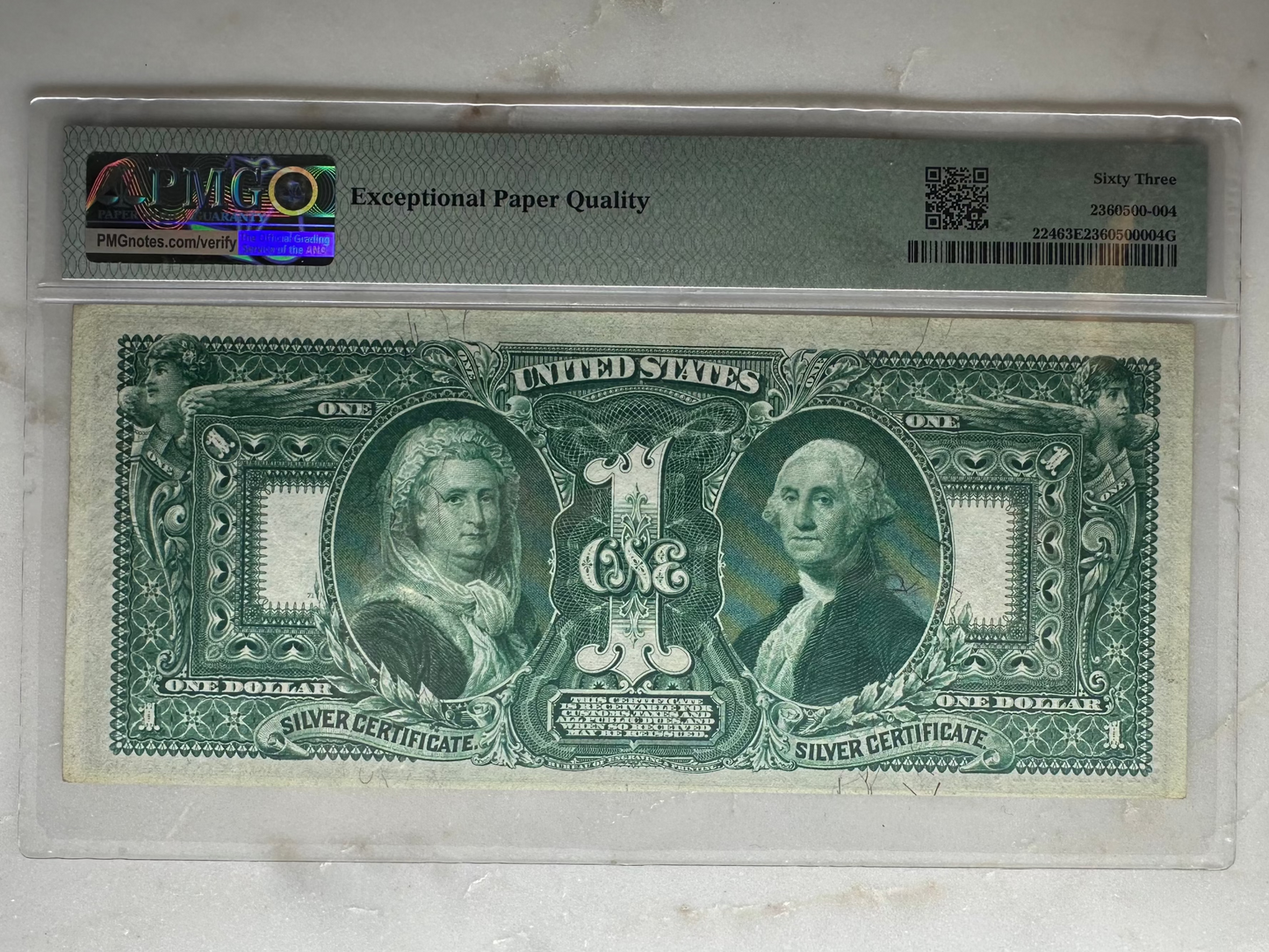 1896 US $1 Silver Certificate Educational Note MS63 EPQ Choice UNC FR 224