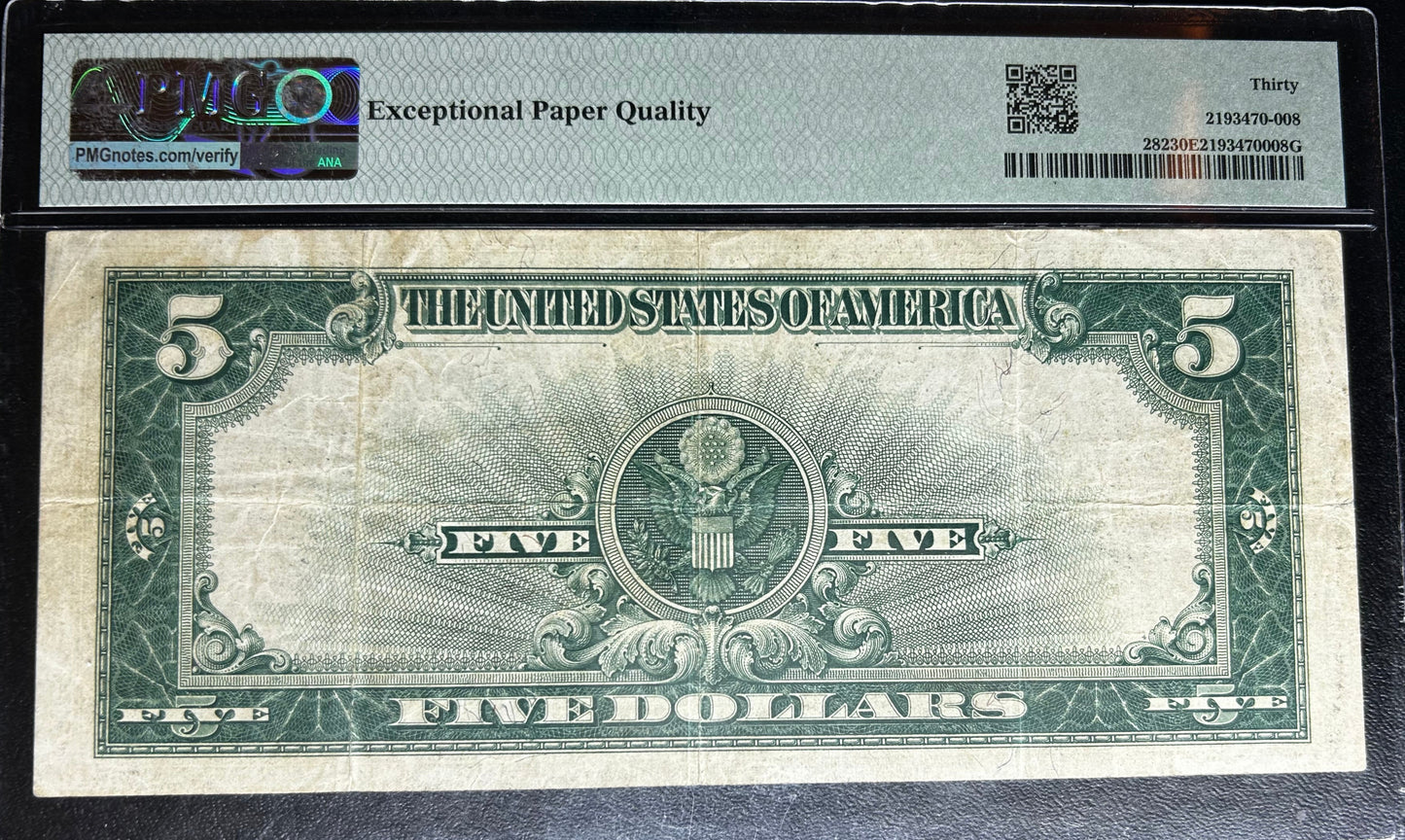 1923 $5 Silver Certificate Fr#282 PMG 30 Very Fine