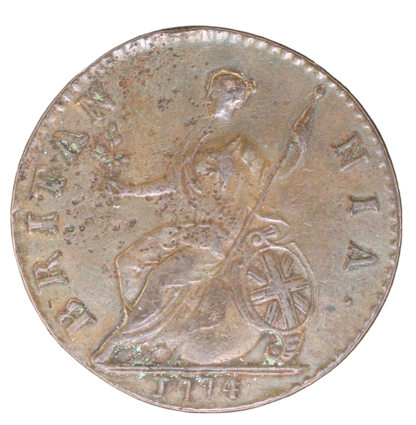 1774 Great Britain George III Half Penny KM 601