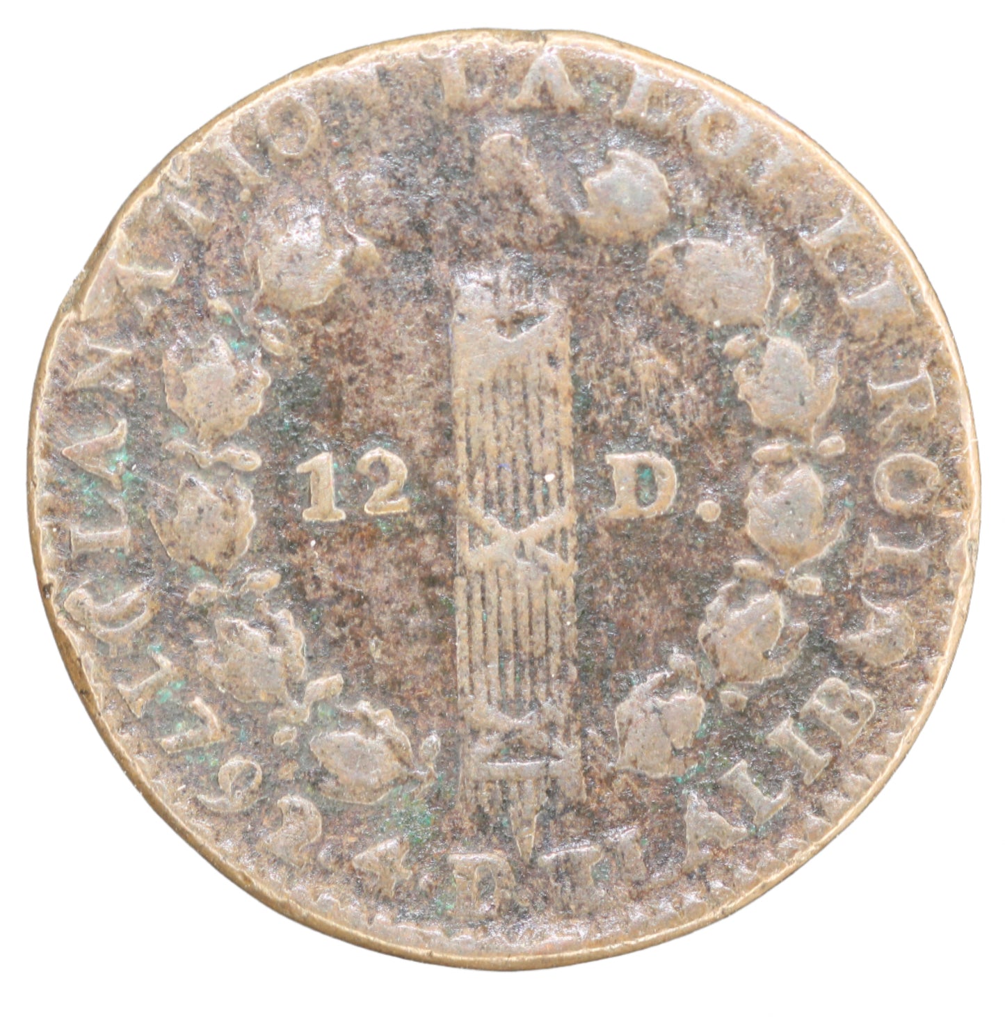 1792 N France Montpelier Louis XVI 12 Deniers KM 600.12