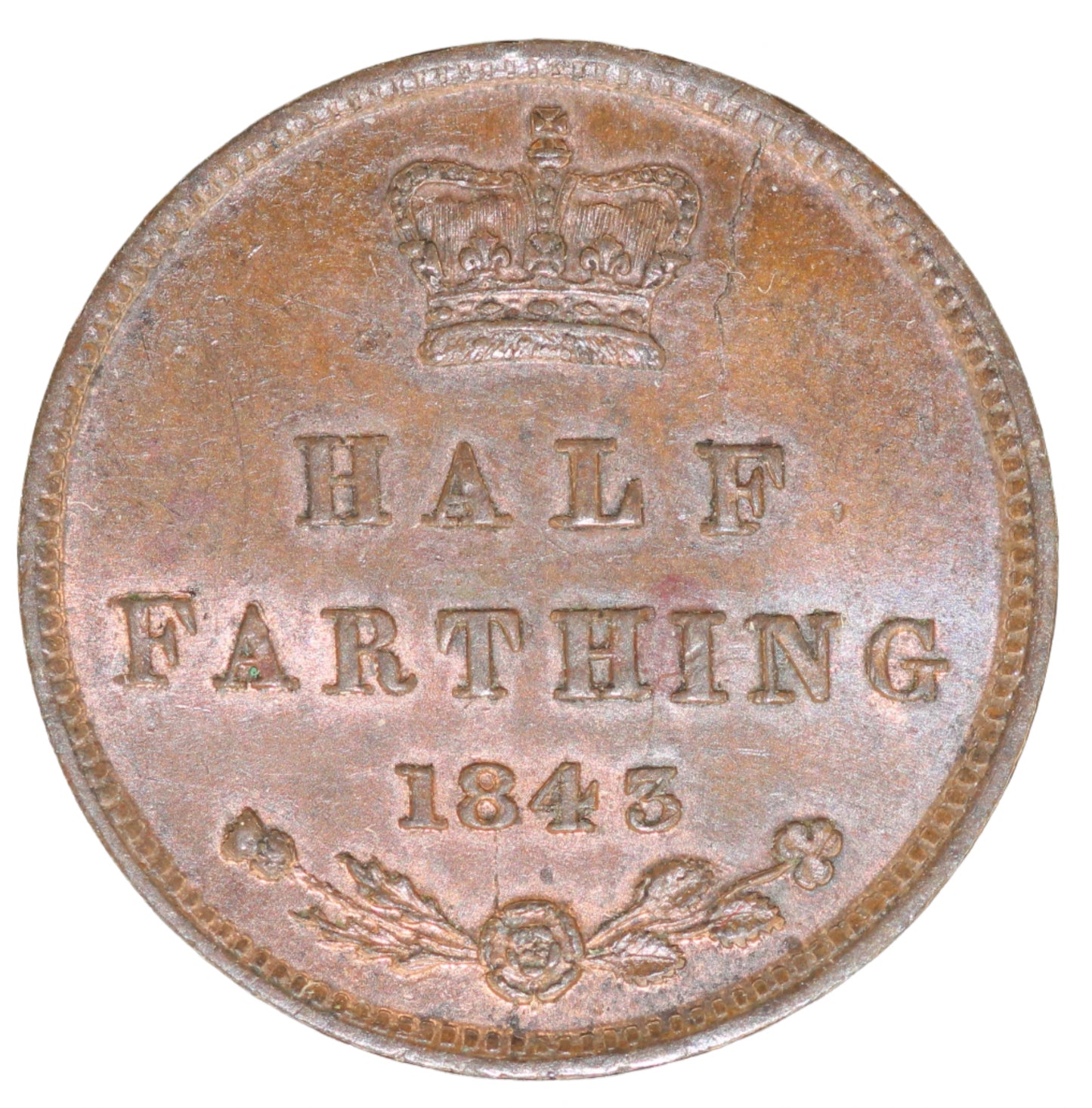 1843 Great Britain Queen Victoria Half Farthing KM 738