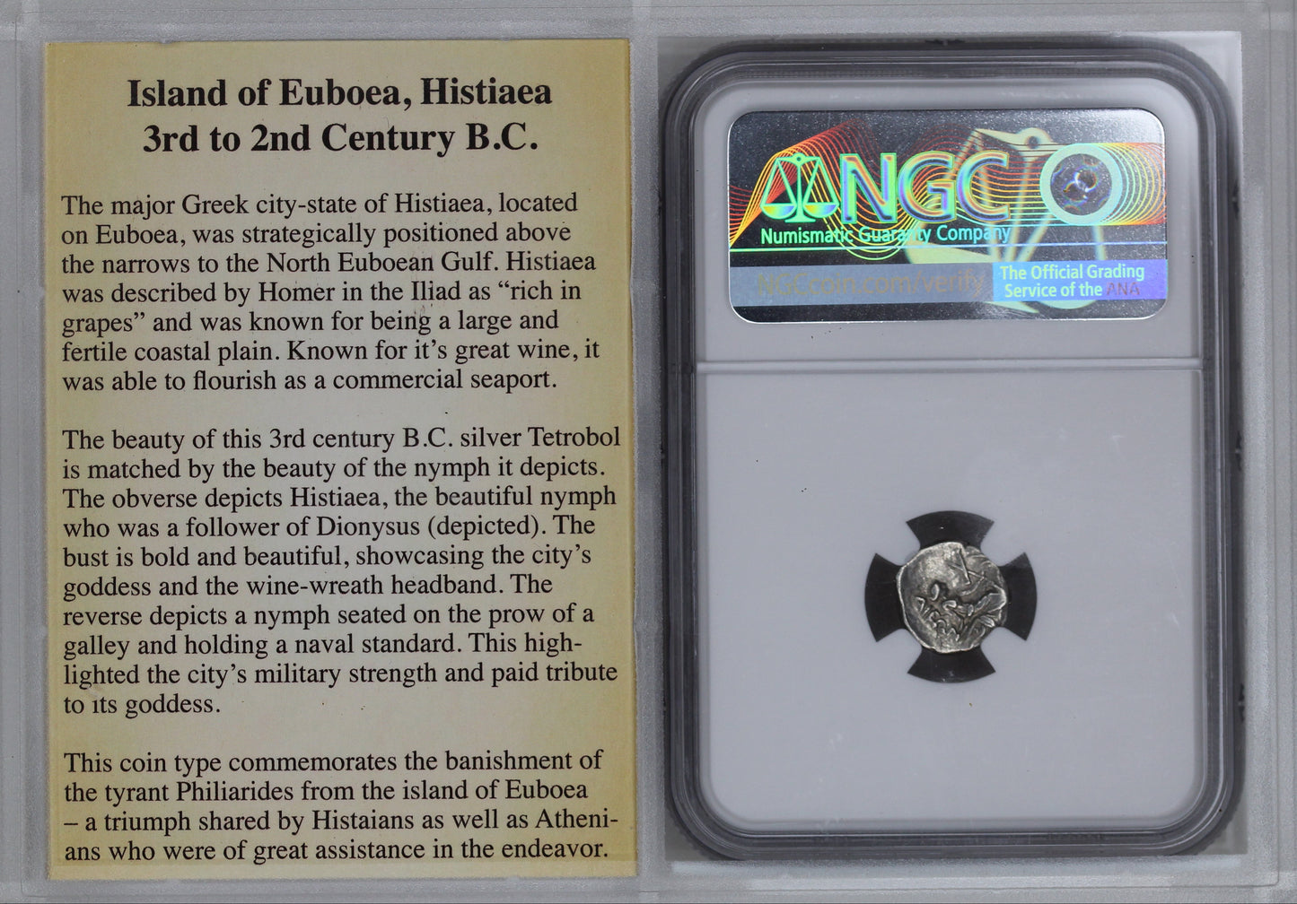 Greek Coinage Histiaea, Euboea Island AR Tetrobol 3rd-2nd Centuries BC NGC VF