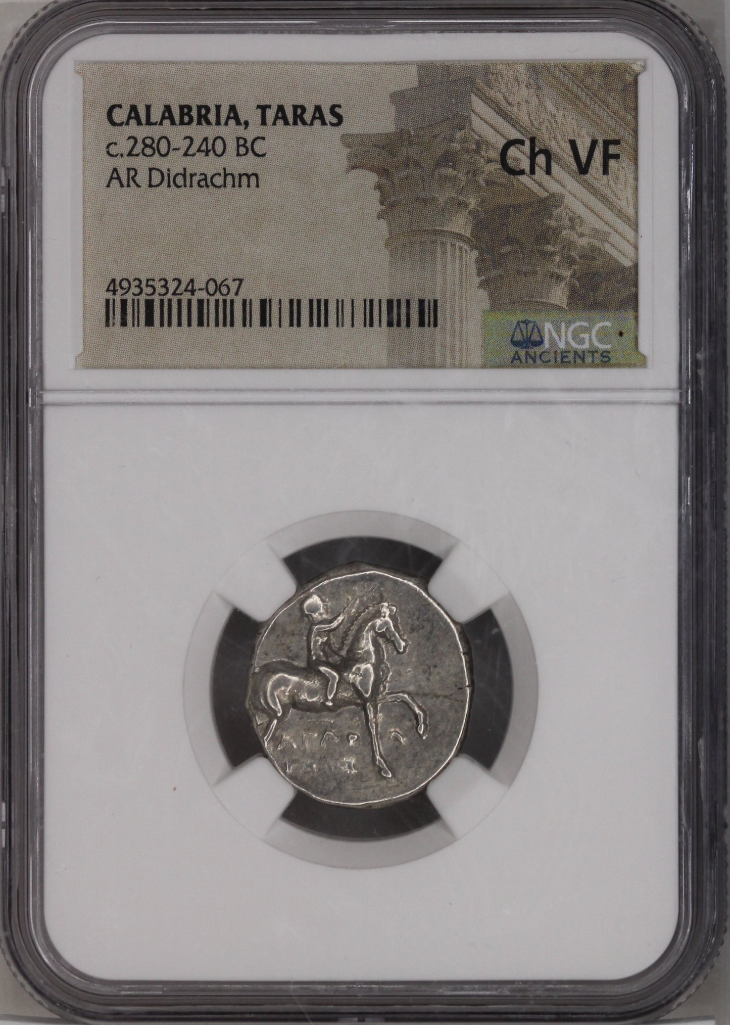 Calabria, Taras AR Didrachm 280-240 BC NGC Ch VF