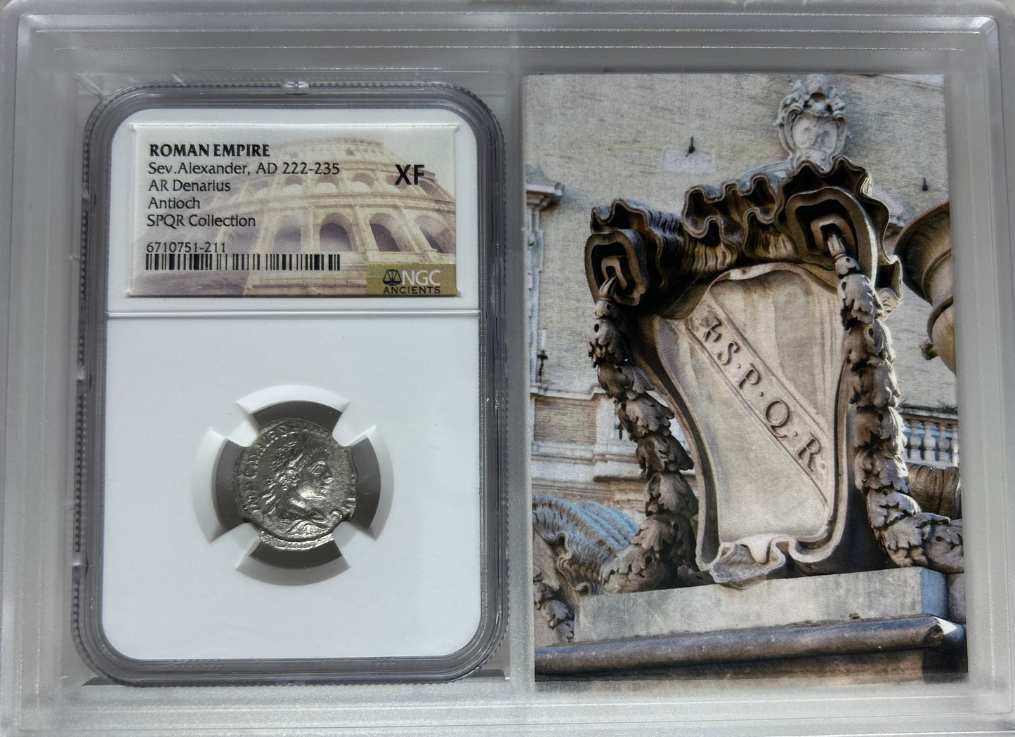 Roman Empire Sev. Alexander, AR Denarius Antioch AD 222-235 SPQR Collection NGC XF