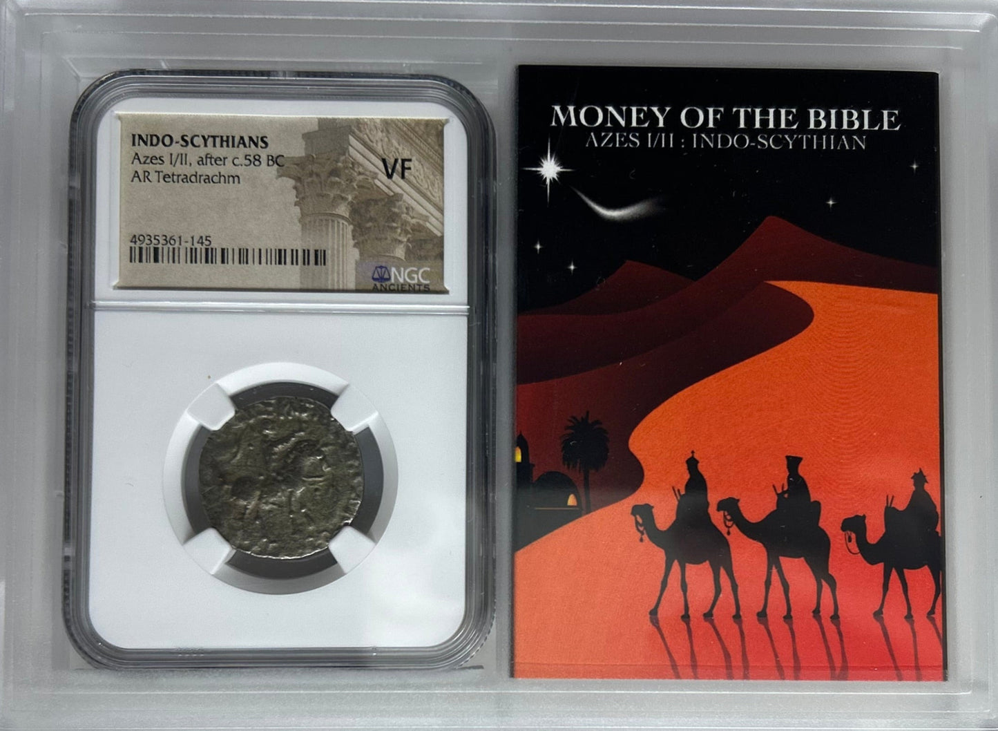 Indo-Scythians Azes I/II, after c.58 BC AR Tetradachm NGC VF  Gift of the Magi "Money of the Bible"