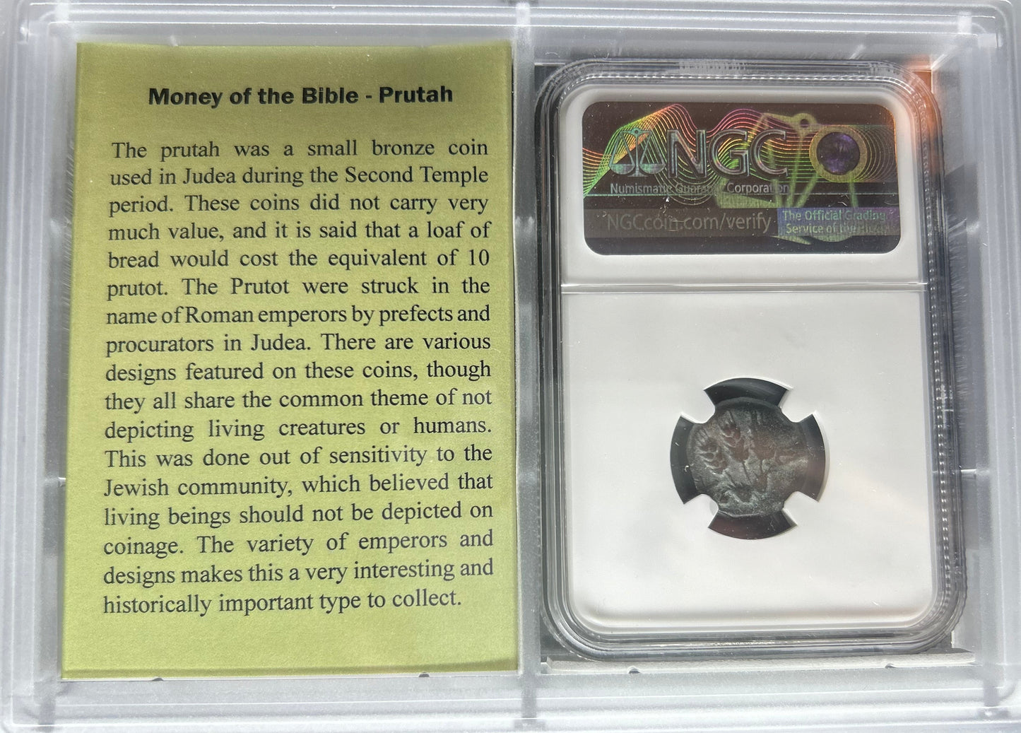 Judea Agrippa I, AE Prutah AD 37-44 under Claudius AD 41-42 NGC F "Money of the Bible"
