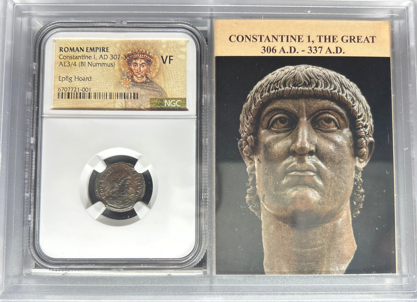 Roman Empire Constantine I, AE3/4 BI Nummus Epfig Hoard AD 307-337 NGC VF