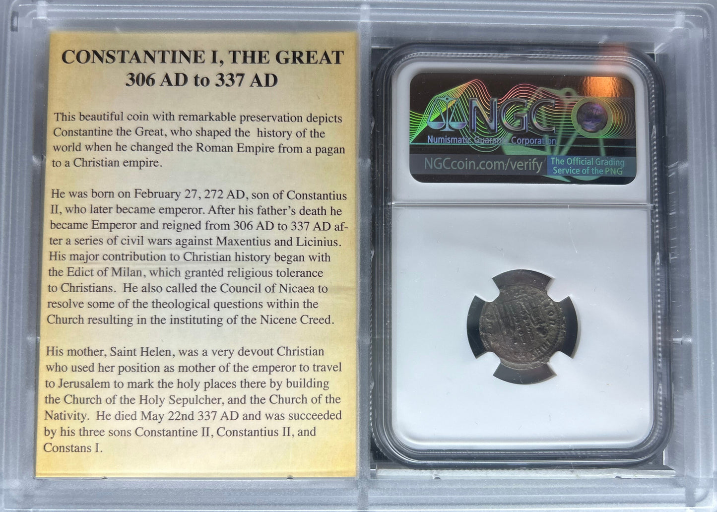 Roman Empire Constantine I, AE3/4 BI Nummus Epfig Hoard AD 307-337 NGC VF
