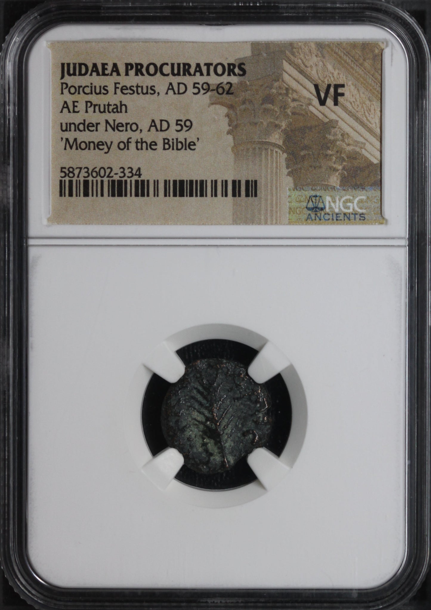 Judea Procurators Porcius Festus, AD 59-62 AE Prutah under Nero, AD 59 NGC VF "Money of the Bible"