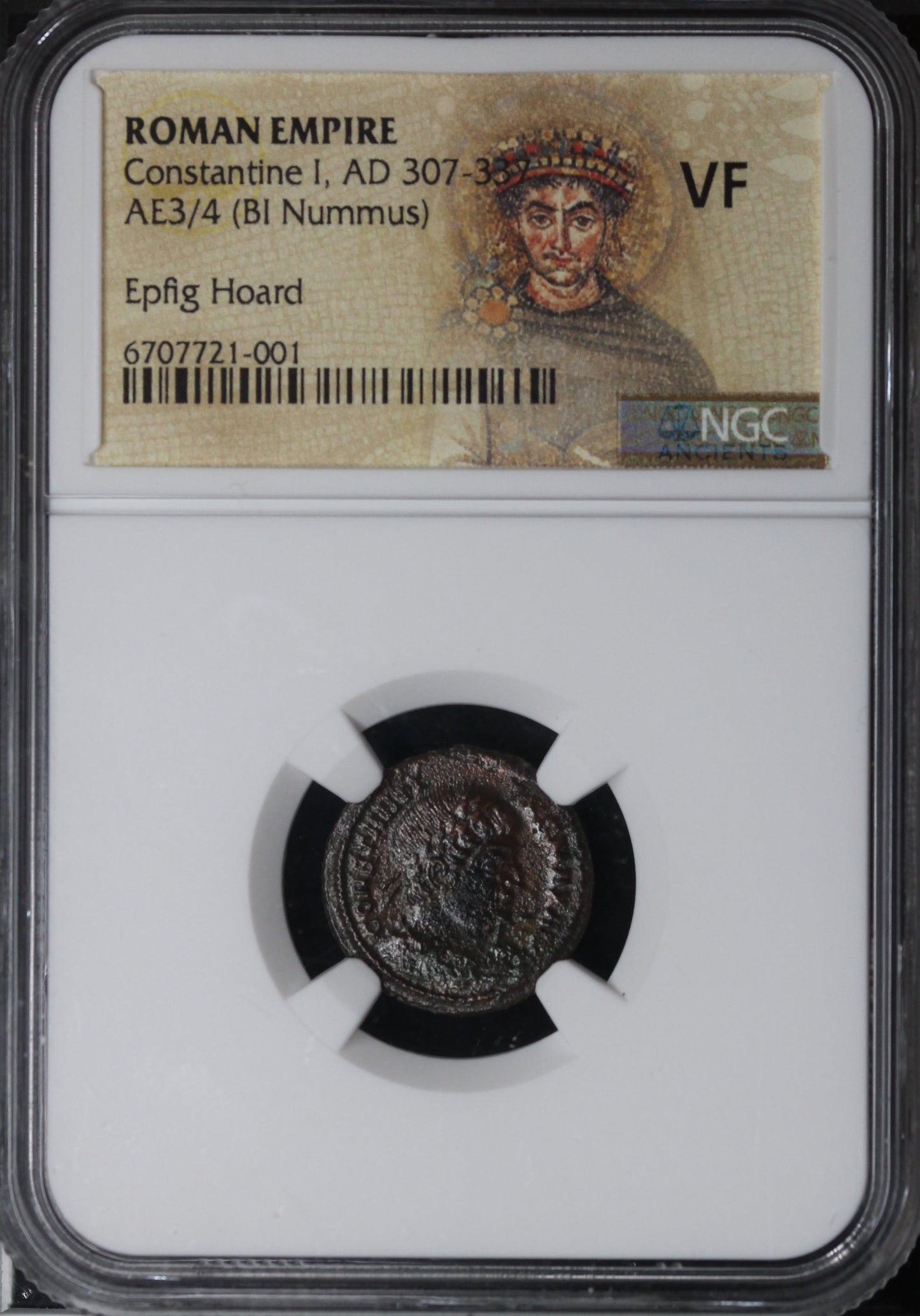 Roman Empire Constantine I, AE3/4 BI Nummus Epfig Hoard AD 307-337 NGC VF