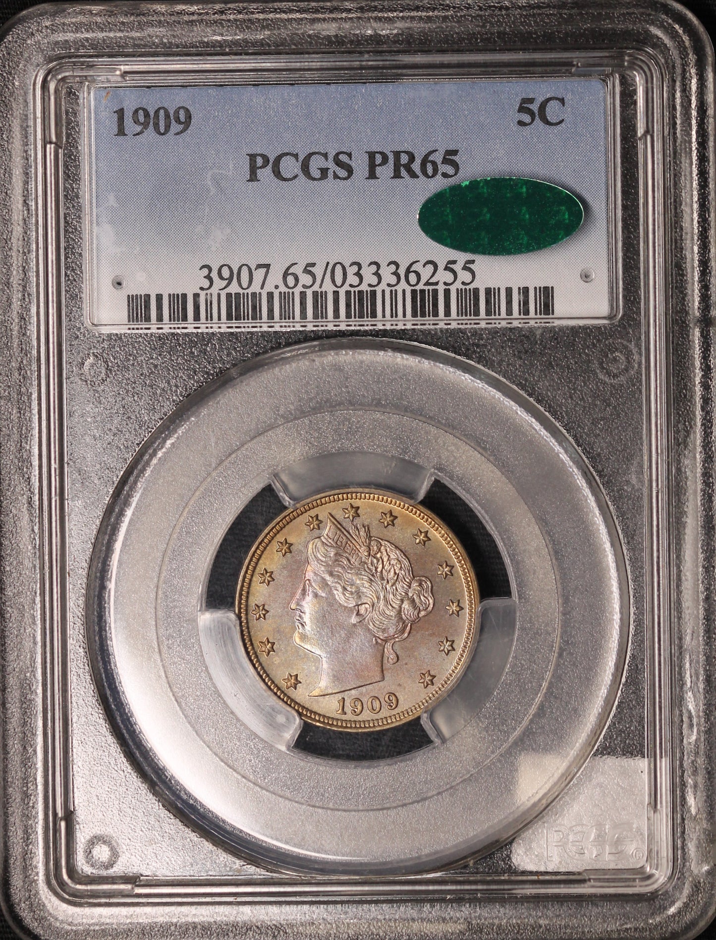 1909 5 Cent CAC PCGS PR65