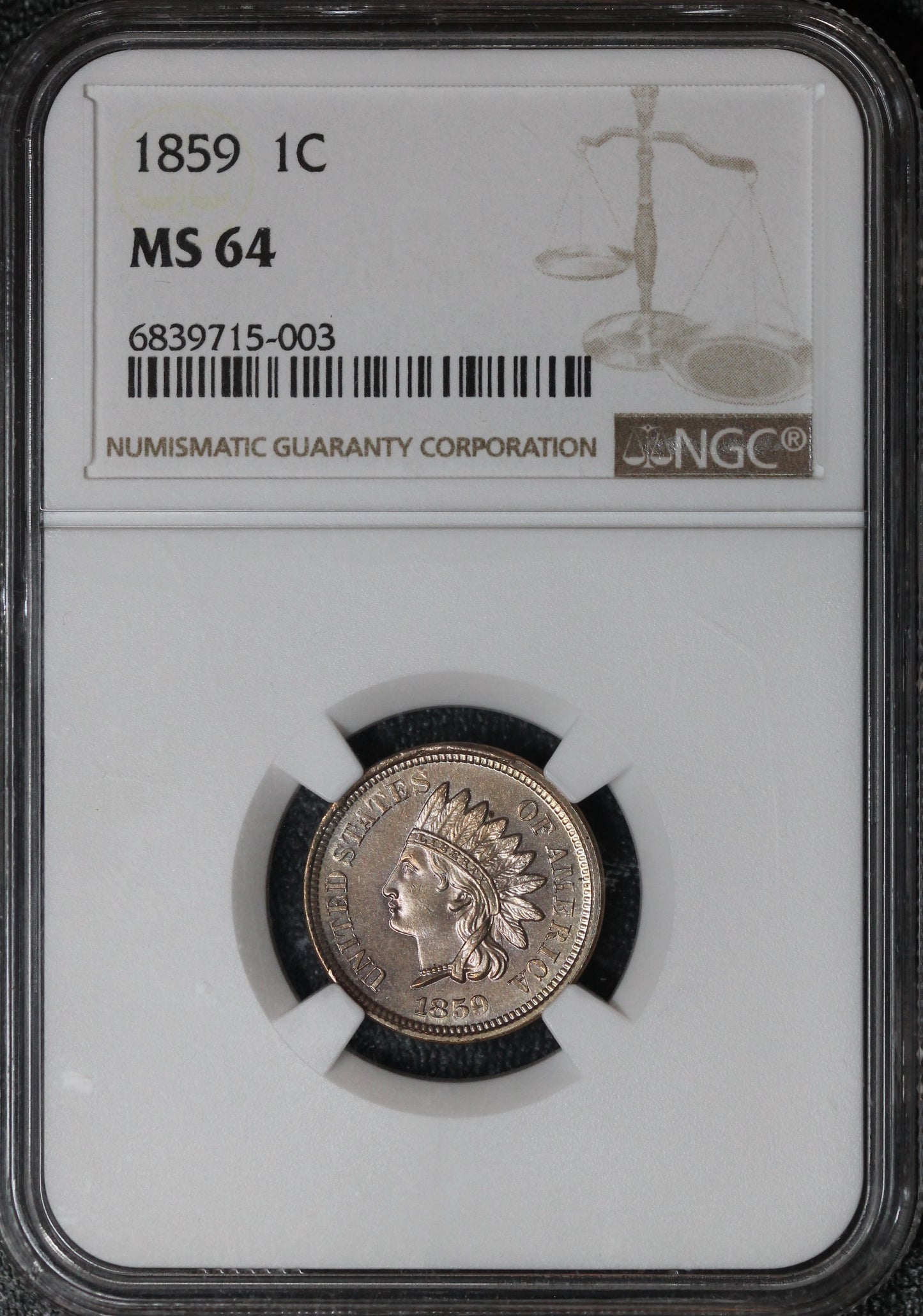 1859 Indian Head Cent NGC MS64