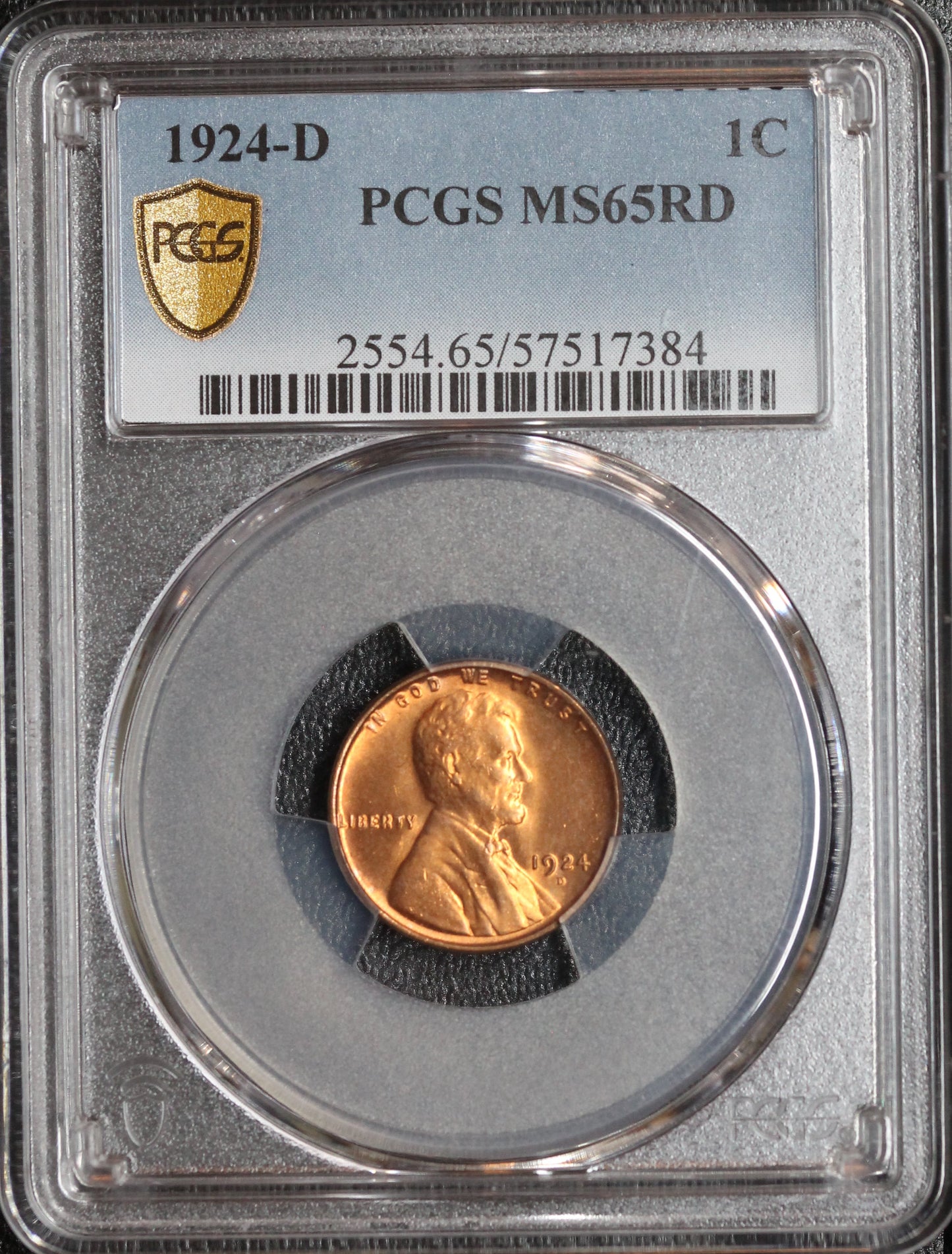 1924-D Lincoln Wheat Cent, PCGS MS65RD