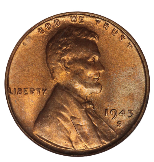 1945-S Lincoln Wheat Cent NGC MS67 RD