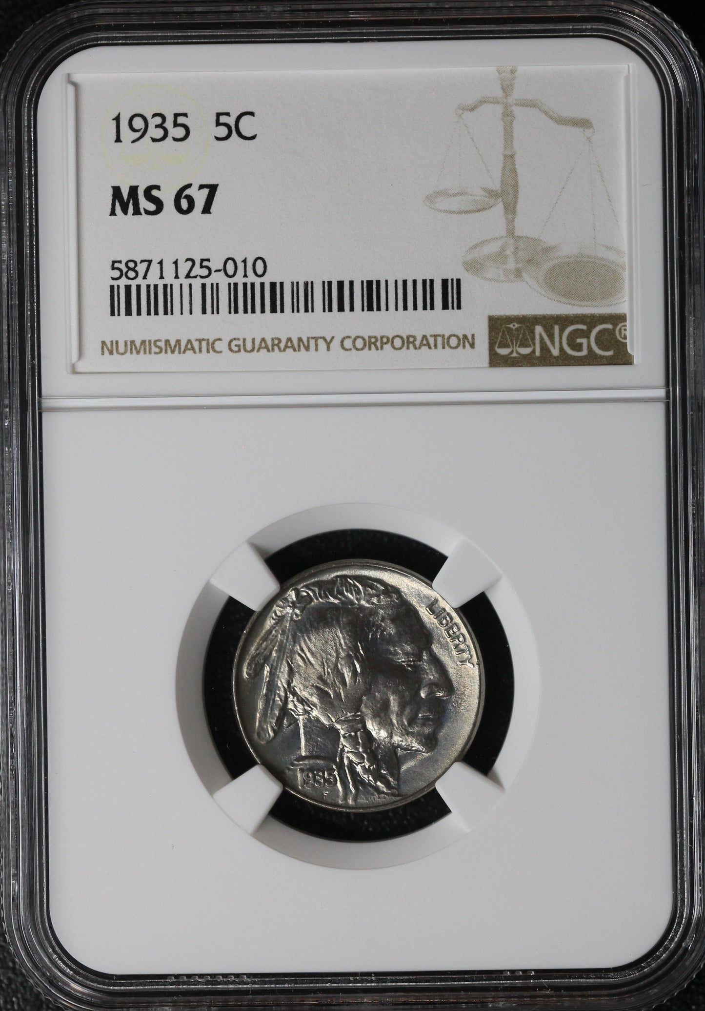 1935 Buffalo Nickel, NGC MS67