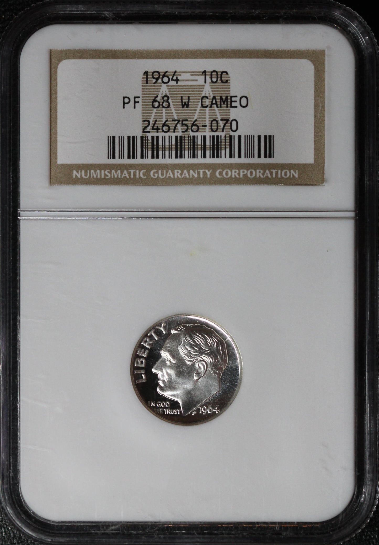 1964 Roosevelt Dime, NGC PF68 with Cameo