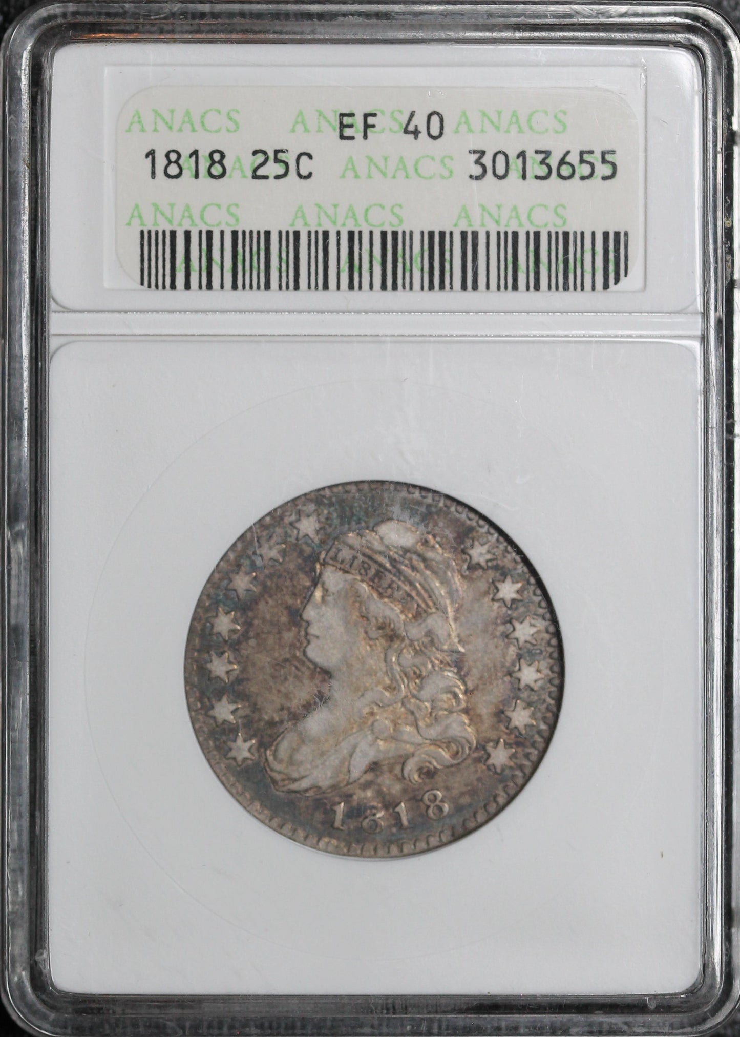 1818 Capped Bust Quarter ANACS EF40