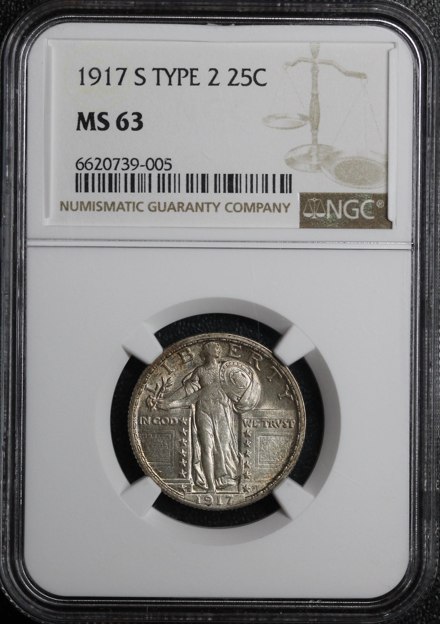 1917-S Standing Liberty Quarter, Type 2 NGC MS63