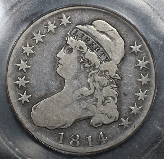 1814 Capped Bust Half Dollar, O-105a, Single Leaf, ICG F15