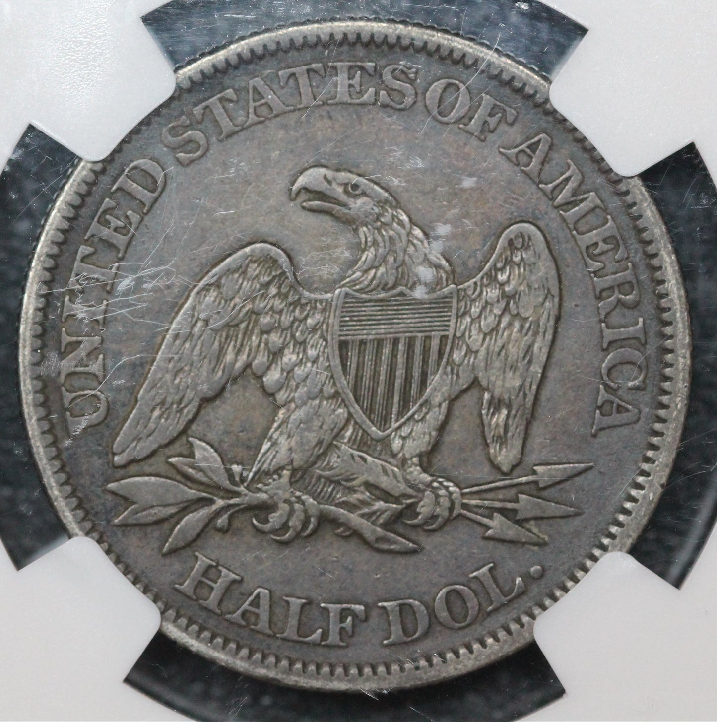 1861 Liberty Seated Half, NGC XF Details, OBV Graffiti