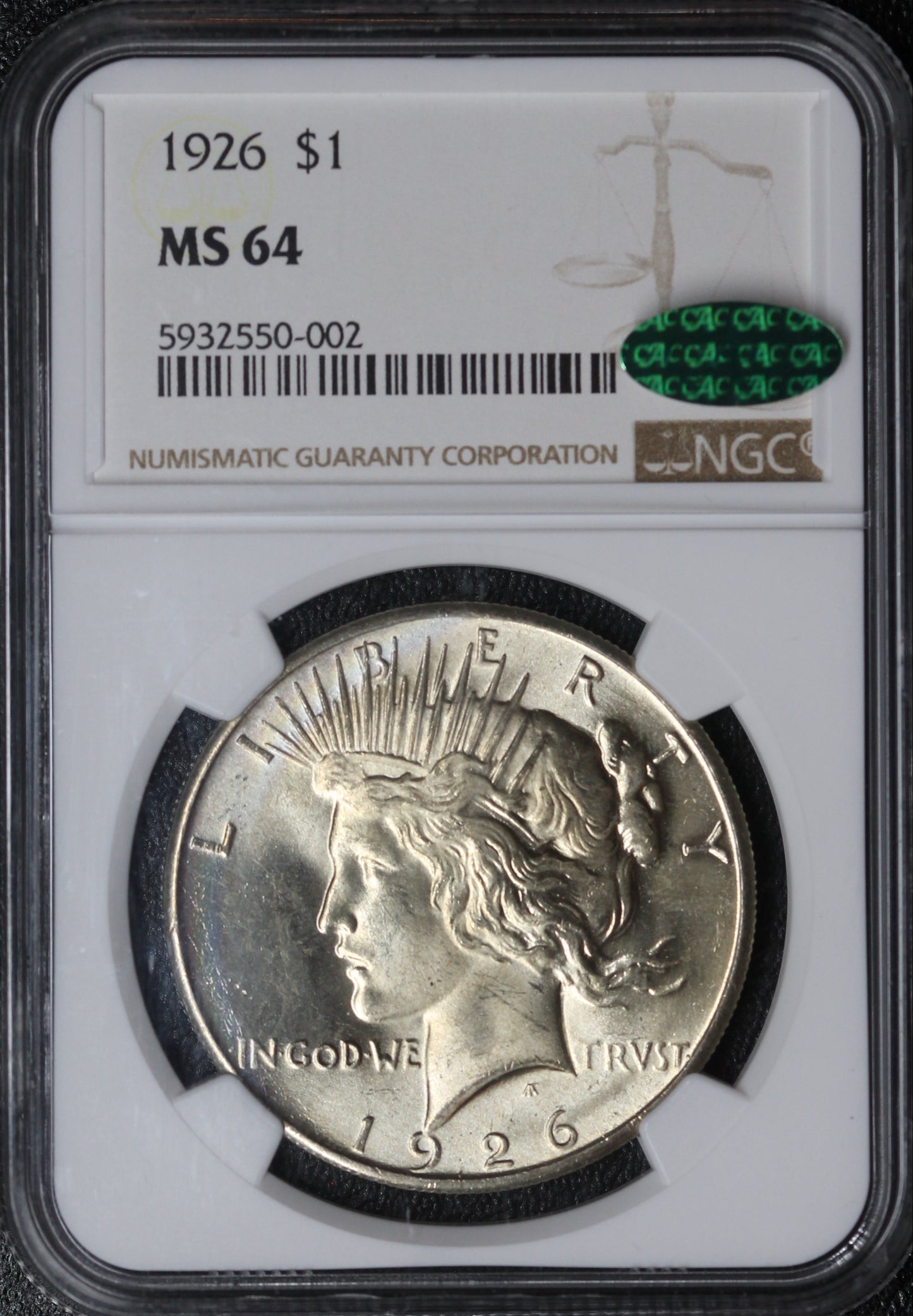 1926 Peace Dollar NGC MS64 CAC