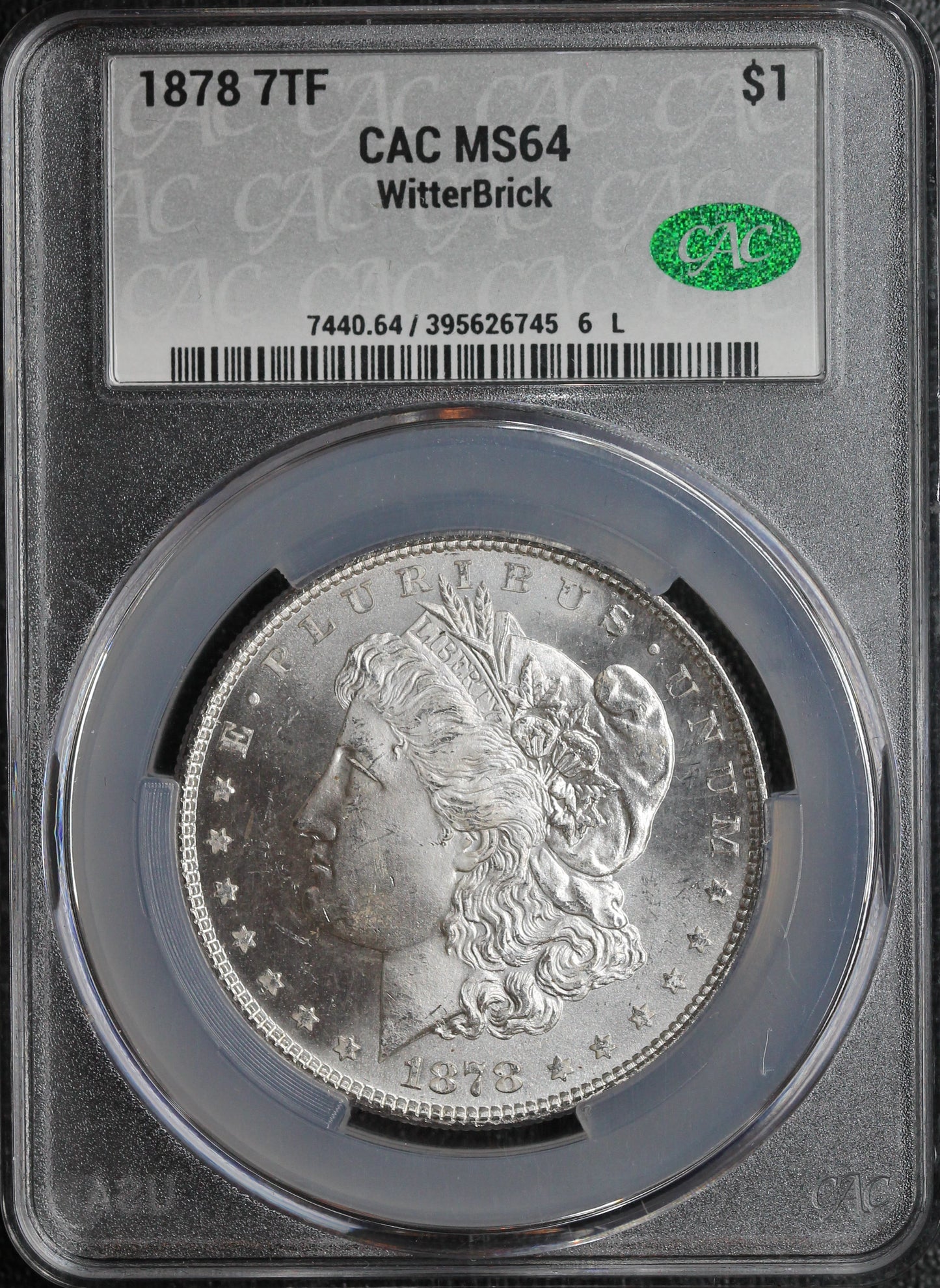 1878 7TF Morgan Dollar CAC MS64 Witterbrick, VAM 171