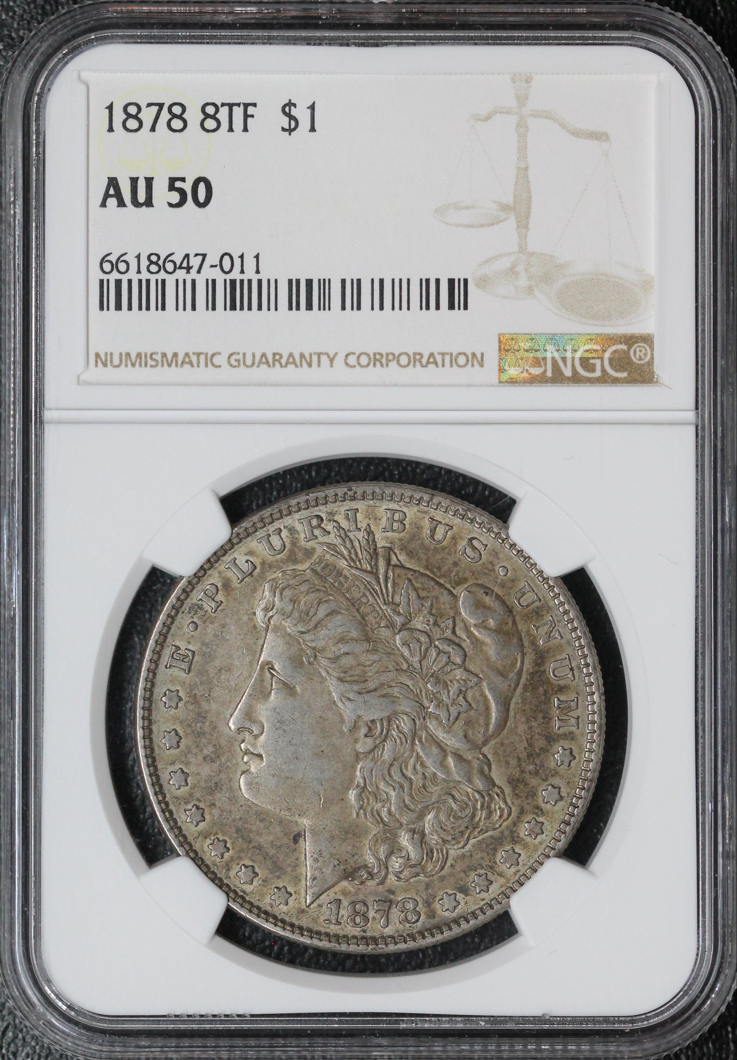 1878 8TF Morgan Dollar NGC AU50