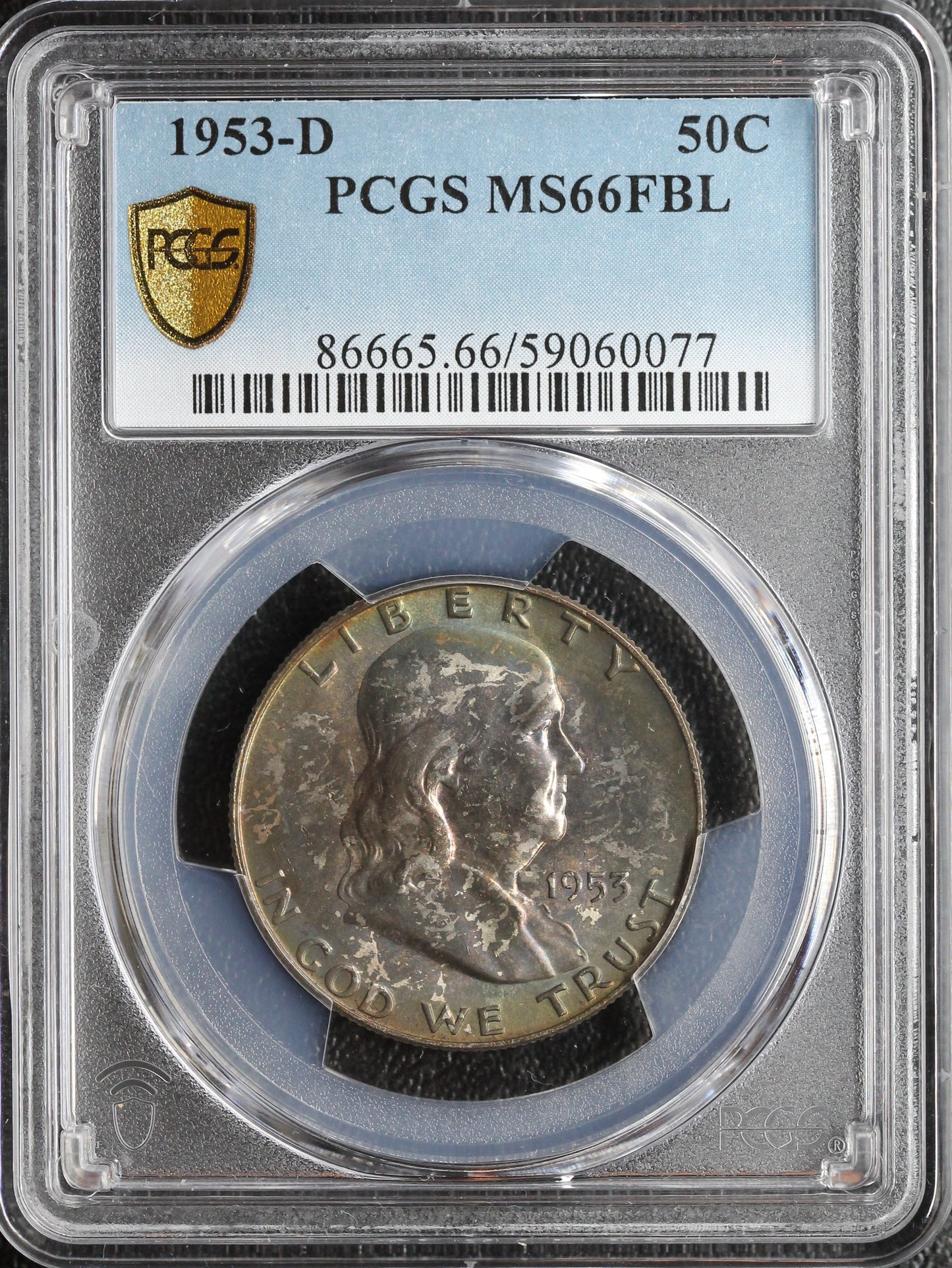 1953-D Franklin Half Dollar PCGS MS66FBL