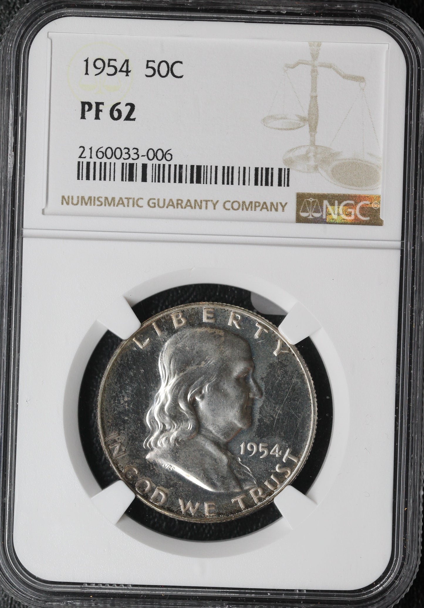 1954 Franklin Half Dollar NGC PF62